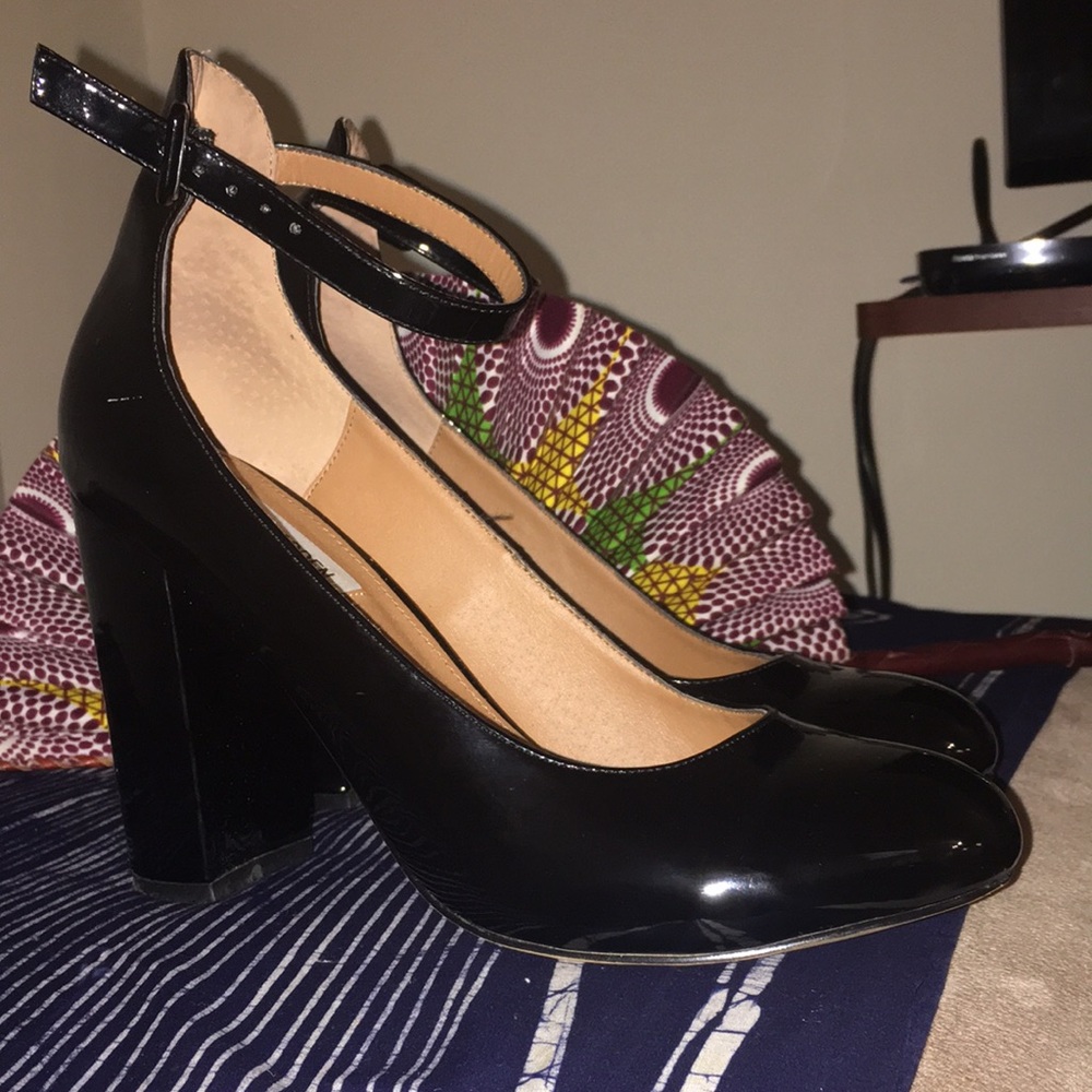 Black Patent Leather Mary Jane’s. 3 inch heels.
